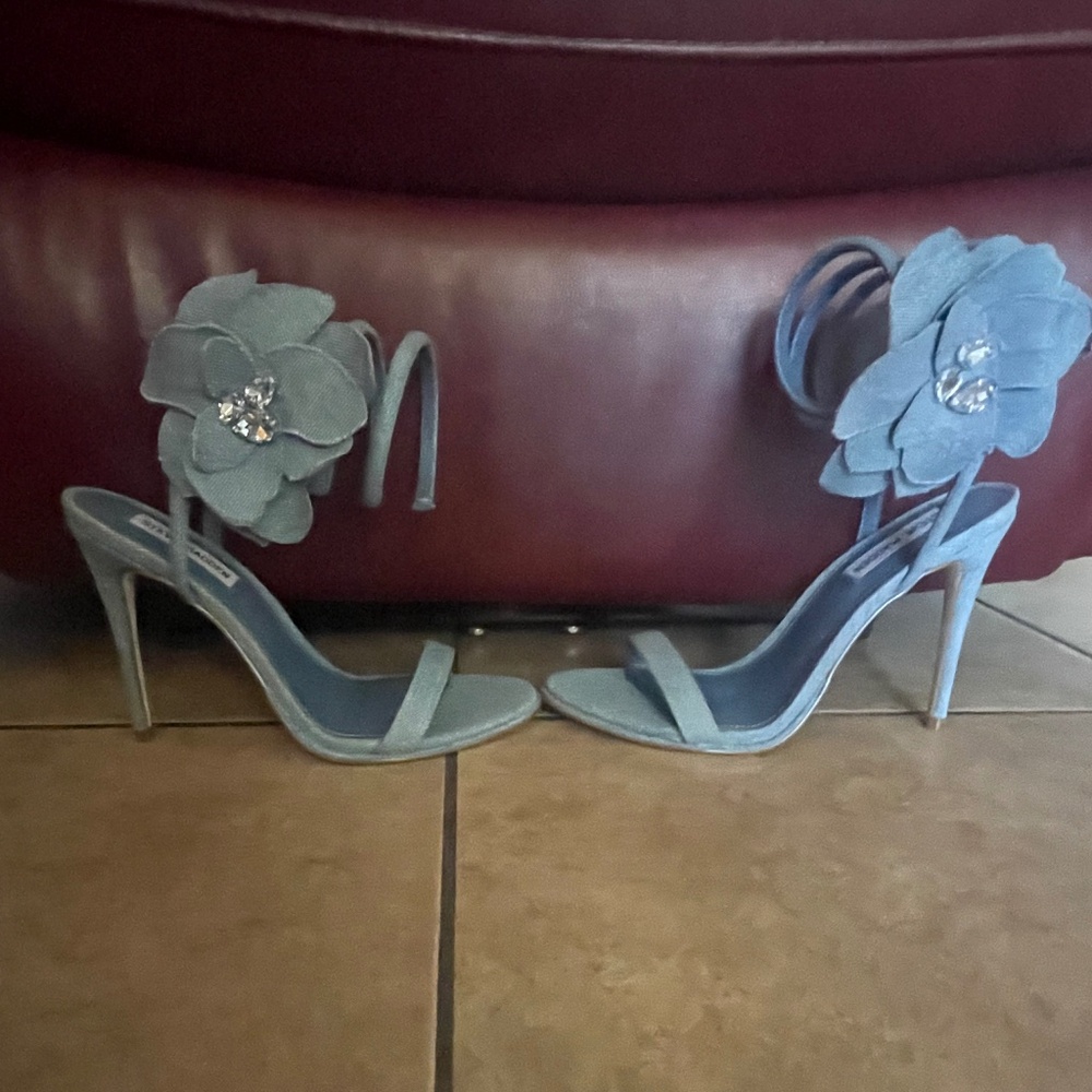 Steve Madden Denim Ankle Wrap Around Stiletto Sandals 9M